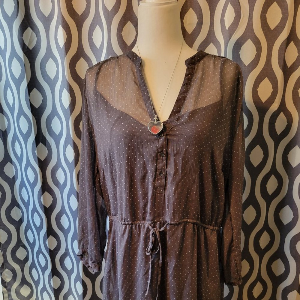 Grey Micro Polka Dot Dress